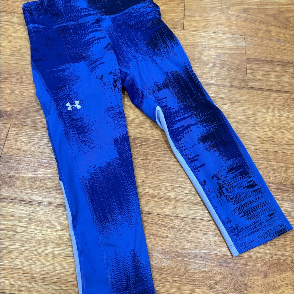 Under Armour Blue Compression Leggings with Tie-Dye Effect